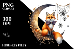Halloween Fox on Moon PNG Product Image 2