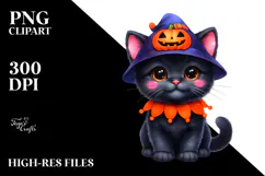 Spooky Baby Black Cat Halloween PNG Product Image 2