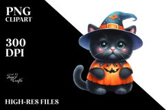 Spooky Baby Black Cat Halloween PNG Product Image 2