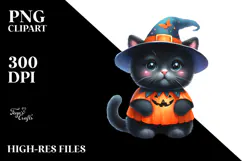 Spooky Baby Black Cat Halloween PNG Product Image 2