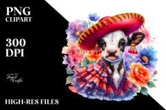 Baby Cow in Flamenco Dress, Transparent PNG Product Image 2