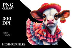 Baby Cow in Flamenco Dress, Transparent PNG Product Image 2