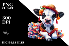 Baby Cow in Flamenco Dress, Transparent PNG Product Image 2