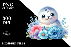 Colorful Baby Seal Resting | Watercolor Clipart Product Image 3