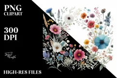 Centered Wild Flowers Watercolor Colorful | Clipart Product Image 3