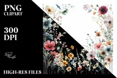 Centered Wild Flowers Watercolor Colorful | Clipart Product Image 1