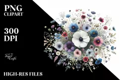 Centered Wild Flowers Watercolor Colorful | Clipart Product Image 3