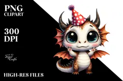 Baby Dragon in Party Hat | Sublimation | Clipart Product Image 2