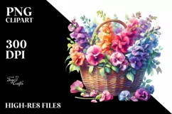 Watercolor Sweet Pea Basket Clipart Product Image 3