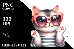 Playful Cat with Oversized Sunglasses PNG Product Image 2