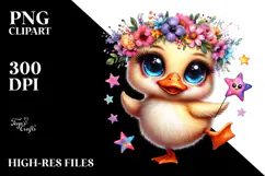 Crazy Vibrant Watercolor Baby Duck PNG Product Image 2
