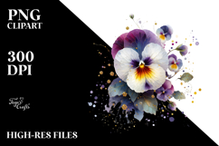 Pansy Material Watercolor Splash PNG Product Image 2
