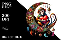 Adorned Monkey Holding Heart PNG Product Image 2