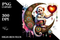 Adorned Monkey Watercolor PNG Product Image 2