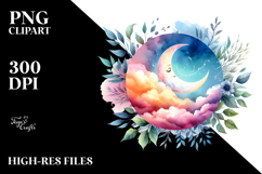 Wimsical Moon Foliage Clouds Clipart Product Image 2