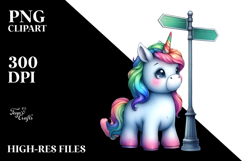 Baby Unicorn on Street Corner, Transparent PNG Product Image 2