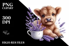 Baby Highland Cow Lavender | Clipart Product Image 1