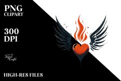 Simple Heart with Wings and Fire PNG Product Image 2