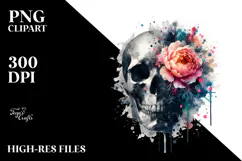Grungy Flower with Skull, Transparent PNG Product Image 2