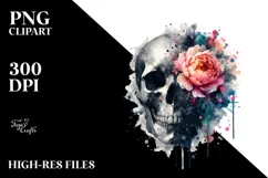 Flower with Splashes and Skull, Transparent PNG Product Image 2