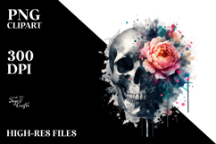 Grungy Flower with Skull, Transparent PNG Product Image 2