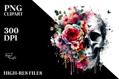 Grungy Flower Skull PNG Product Image 2