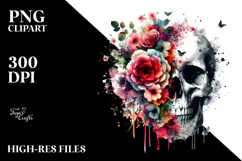 Flower Skull Painting PNG Product Image 2