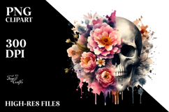 Flower Skull Painting PNG Product Image 2