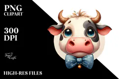 Cow with Bow and Tie PNG Product Image 2