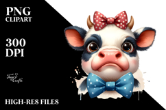 Cow with Bow and Tie PNG Product Image 2
