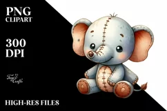 Vibrant Colorful Baby Elephant Sewed | Watercolor Clipart Product Image 3