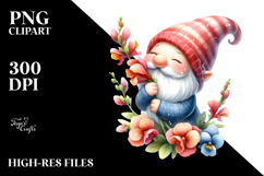 Watercolor Cute Gnome in the Air with Snapdragon | Product Image 2