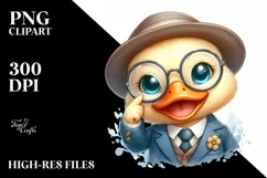 Duck Suit Retro es | Watercolor Clipart Product Image 1