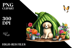 Colorful Flower Scene | Cute Dog House Clipart Product Image 2
