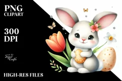 Easter Bunny Egg Flower, Clipart |T-shirt, Mug PNG Product Image 7
