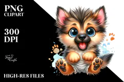 Happy German Shepherd Cartoon PNG Product Image 2