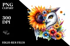 Abstract Owl with Sunflower Body, PNG Product Image 1