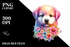 Vibrant Puppy Half Flowers | Clipart Product Image 3