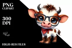 Baby Cow with es PNG Product Image 1