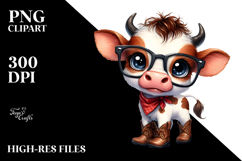 Baby Cow with es PNG Product Image 2