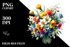 Vibrant Colorful Buquet Narcissus | Clipart Product Image 1