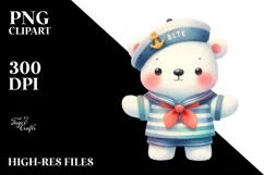 Colorful Polar Bear Sailor Suit | Sublimation | Clipart Product Image 3