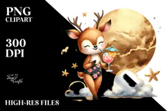 Deer with Beachwear and Cocktail, High-Res PNG Product Image 2