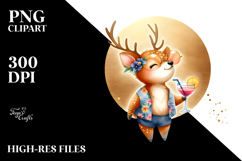 Happy Deer in Beachwear PNG Product Image 2