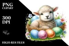 Digital Watercolor Adorned Baby Lamb PNG Product Image 2