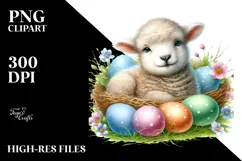 Digital Watercolor Adorned Baby Lamb PNG Product Image 2