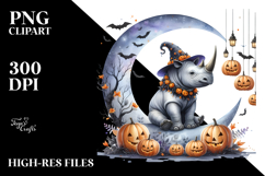 Rhino on Moon for Halloween PNG Product Image 2