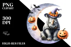 Rhino on Moon for Halloween PNG Product Image 2