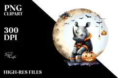Rhino on Moon for Halloween PNG Product Image 2