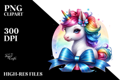 Baby Unicorn with Ribbon, Transparent PNG Product Image 2